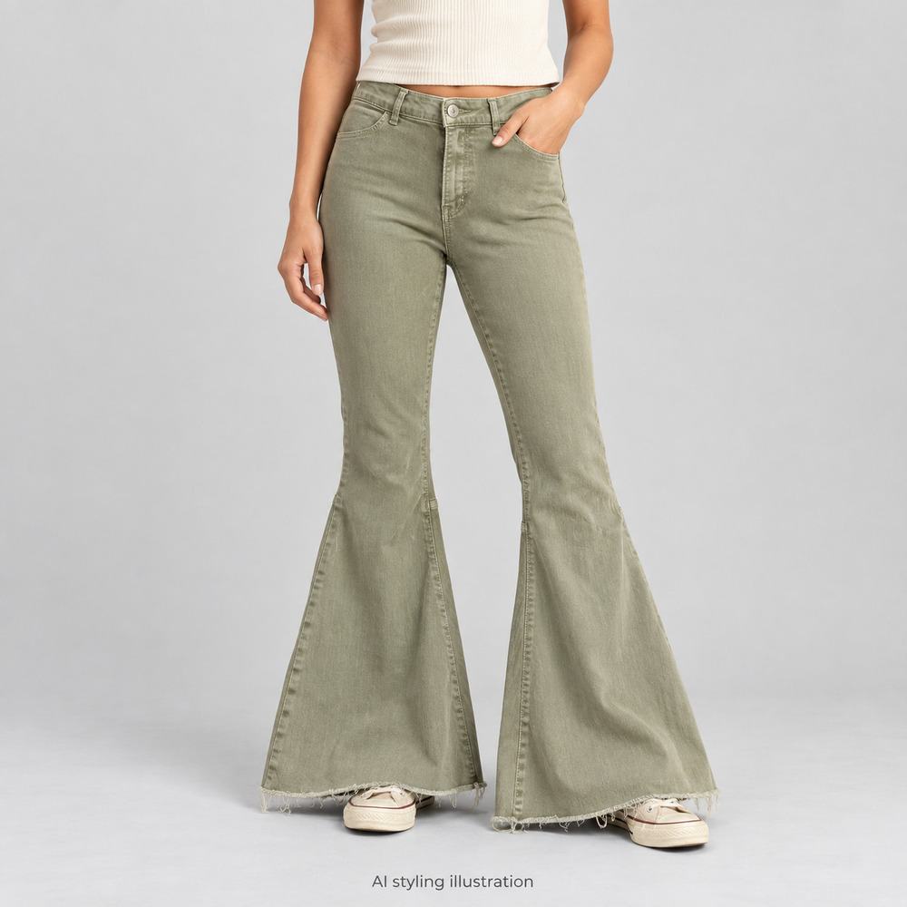 Free People Olive Flare Jeans Size 25R